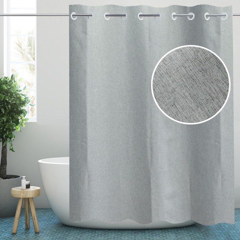 YISURE Extra Long Shower Curtain 96 Inch Linen Style, No