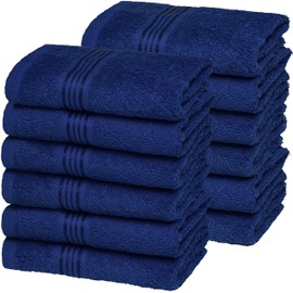 BELIZZI HOME Ultra Soft Cotton Washcloths, Contains 12 Piece Face Cloths 12x12 inch, Ideal for Everyday use Face Towels, Compact & Lightweight Multi Purpose Washcloths - Navy Blue