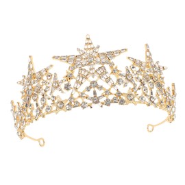 Mikinona Star Crown Alloy Headdress Hair Toer Band for Wedding Bridal Headpiece