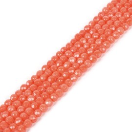 3mm Dyed Orange Coral Faceted Gemstone Round Loose Beads Strand 15.5-16" DIY Jewelry Making