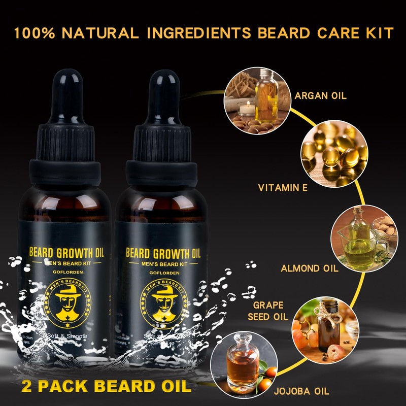 Beard Kit, Beard Grooming Kit for Men, Beard Growth Kit