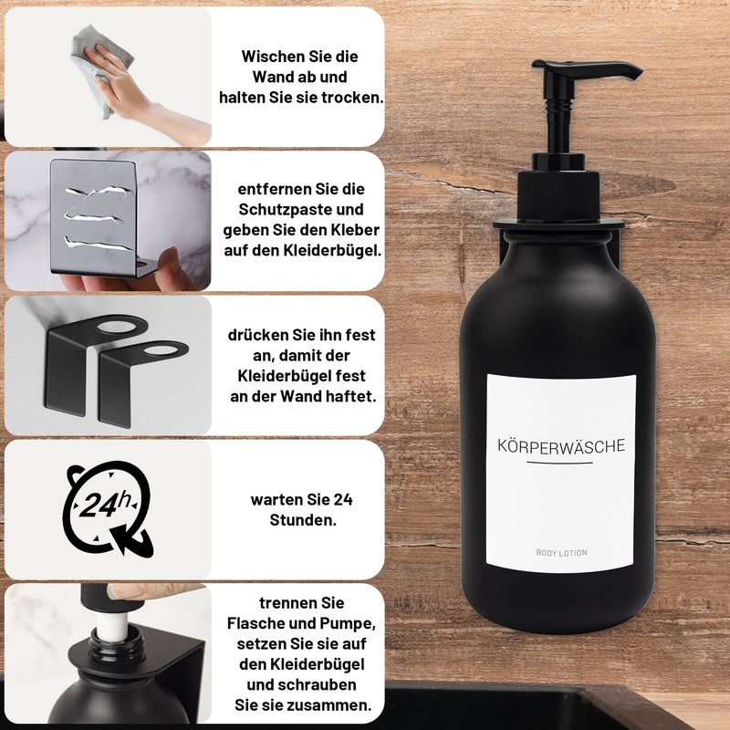 Ezebesta Soap Dispenser with Wall Mount 500 ml Black Pump