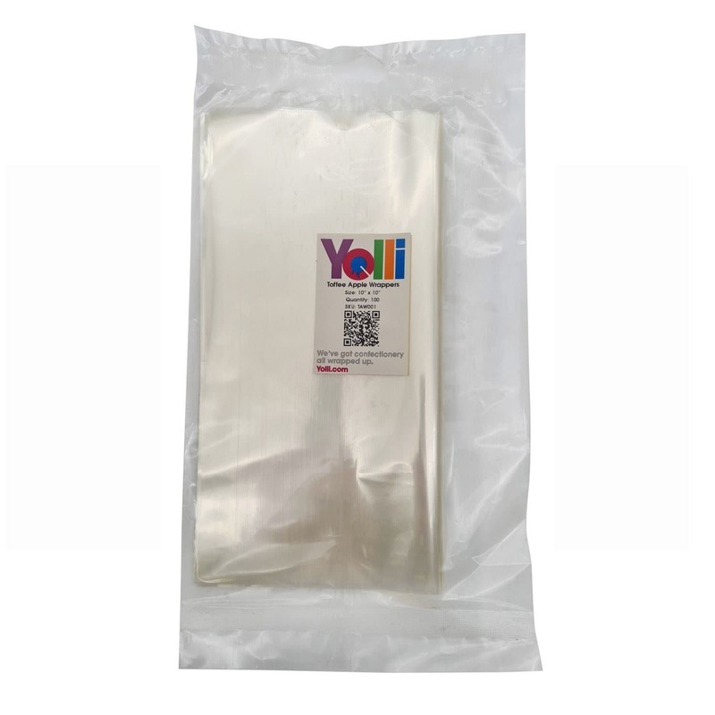 Yolli Toffee Apple Wrappers Clear Polyprop-10 x 10"- (1Pk) Pack