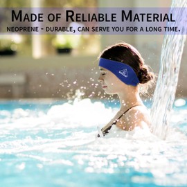 Water Gear Adult Ear Wrap - Secure Blue Headband for Swimmers with Sensitive Ears, Prevents Infections