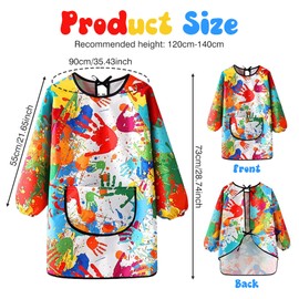 Painting Apron Children's Painting Coat Children 8-10 Years, Children's Painting Smock Apron Primary School Boys Girls Painting Washable Colourful Waterproof Children's Aprons for School Art Painting
