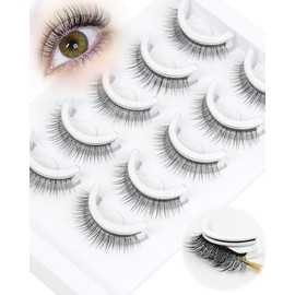 Pestañas Autoadhesivas Reutilizables Impermeables de Aspecto Natural, Ojo de Muñeca 10mm, 5 Pares de Pestañas Postizas Adhesivas, Pestañas Postizas Na