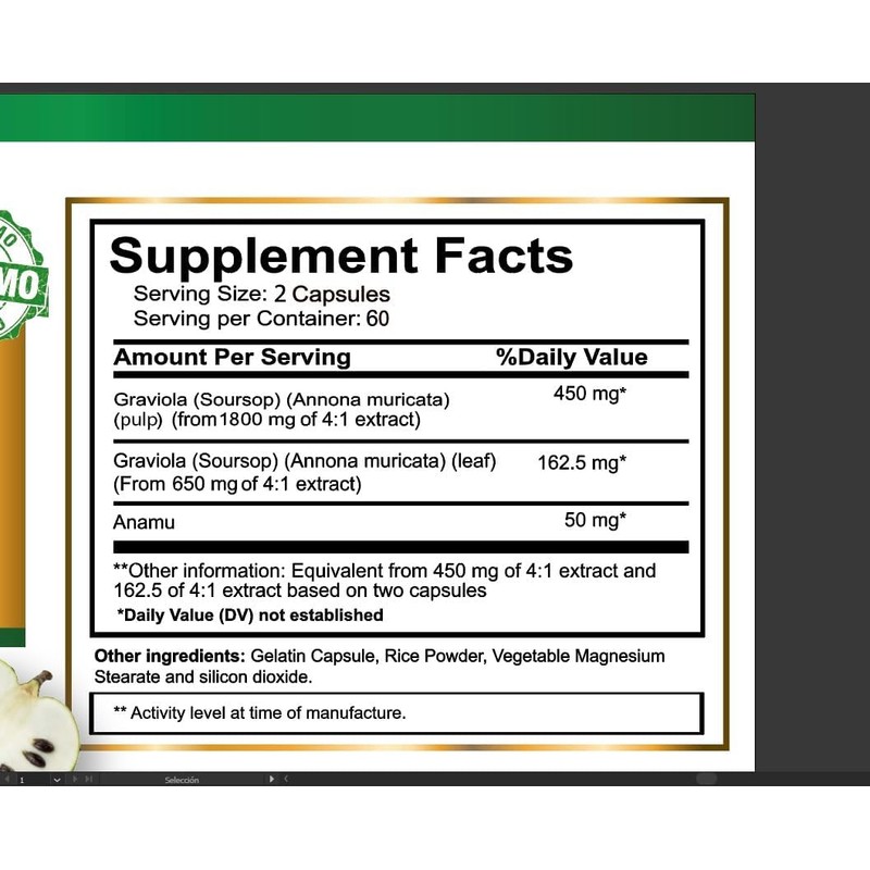 VITAMISAN Graviola Soursop, Natural Dietary Supplement. Leaf & Fruit Extract