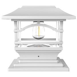 Davinci Lighting Edison Solar Outdoor Post Cap Lights - 4x4 5x5 6x6 - Bright LED Light for Fence Deck Garden or Patio Posts - Pearl White (1 Pack)