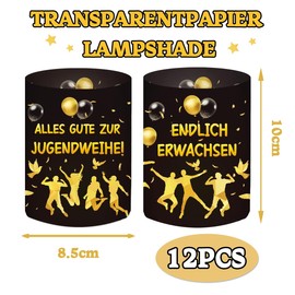 12 Tea Light Holders, Table Decoration for Youth Dedication, Youth Dedication Decoration for Boys and Girls, Happy Youth Dedication Party Decoration, Black Gold, Guest Gift