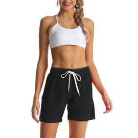 Rocorose Women's Swimming Shorts Fast Drying Light Weight Summer Sports Bathing Suit Black M