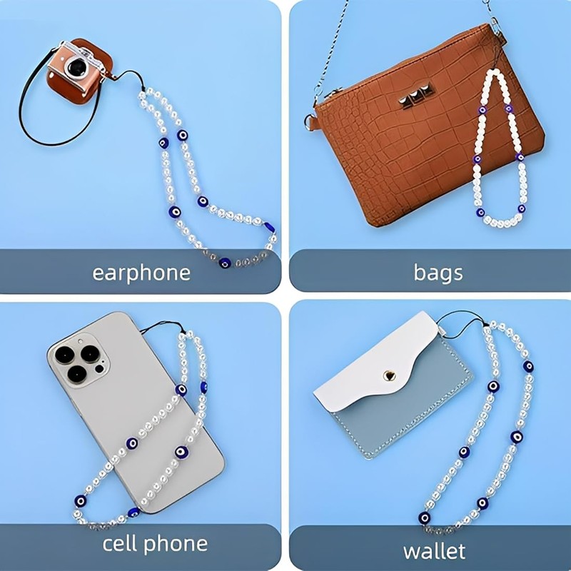 UZEXYO Beaded Phone Charm,Cell Phone String Strap,Evil Eye Beaded Lanyard