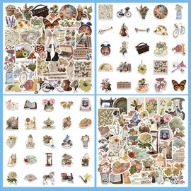 100 Pcs Vintage Retro Stamp Tickets Newspaper Magazine Art Poster Motor Girls Aesthetic Waterprof Vinyl Stickers Sticker for Bottle Laptop Skateboard Luggage Suitcases (100pcs Retro Vintage Art 1)