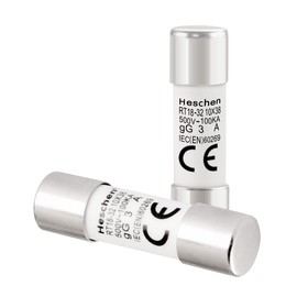 Heschen - Tubo de fusible cilíndrico de cerámica, RT18-32 (RO15), 10 x 38 mm, 3A 500 V, CE, paquete de 20