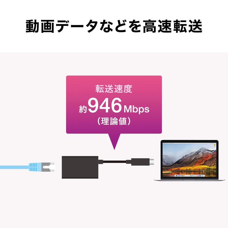 Sanwa Supply USB-C VLAN4BKN USB 3.2 Type C to LAN