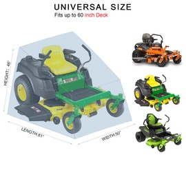 YOYOW Zero Turn Mower Cover,Heavy Duty Fabric Waterproof Fits Decks up to 60" , UV Protection Lawn Mower Cover Fit 81"L x 46"W x 50"H