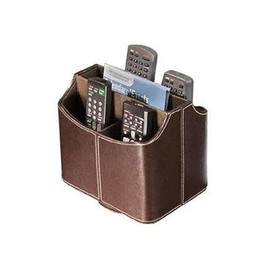 KICHOUSE Faux Leather Mail Organizer Box with Five Compartments Remote Control Caddy for Home Office Stylish Storage Brown PU Leather Design with Cosmos Fastening Strap