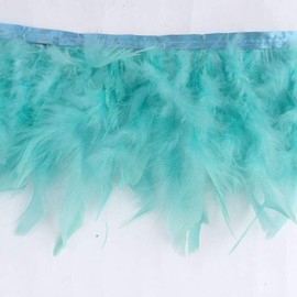 Sowder Turkey Feathers Trim Fringe for Party Wedding Dress Sewing Crafts Costumes Decoration Pack of 2 Yards(Mint Green)