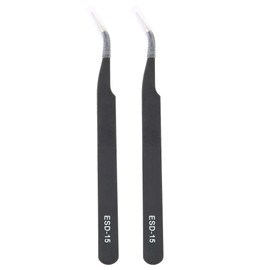 2 x repair tool set for curved tweezers, made of stainless steel, ESD-15 maintenance tools for anti-static precision tweezers (black)