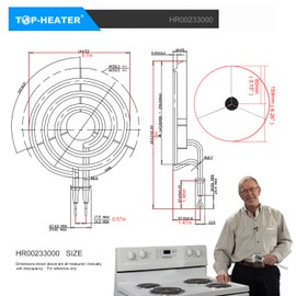Electric Stove Top Burner MP15YA,Stove Burner 233000 6” 1250W Electric Burner For Whirlpool KitchenAid Norge,Fit MP21YA Stove Element Replacement,Electric Range Burner Element,1Pack