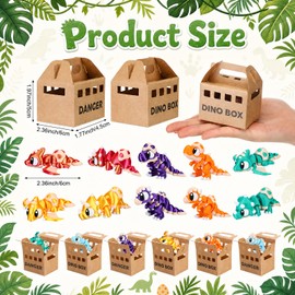 24 Pcs/12 Sets Adopt a Dinosaur Party Favors for Kids 3D Printed Dinosaur Mystery Blind Box Mini 3D Animals Foldable Mystery Surprise Boxes for Boys Girls Birthday Party Supplies Gifts