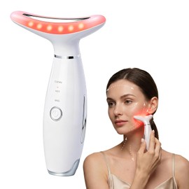 Neck Face Massager Tool, 3-in-1 Portable Facial Massager, Face Sculpting Tool at Home for Skin Care with Vibration (White)
