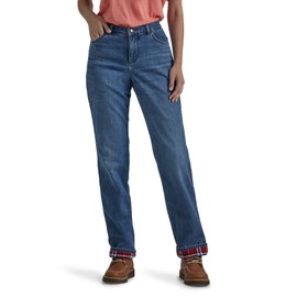 Lee Women's Relaxed Fit Straight Leg Jean, Fleece-Lined Snowy Dawn, 6