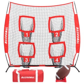 BaseGoal 6 x 6 ft Football Nets for Throwing,Football Target,Quarterback Training Equipment with 4 Target Pockets for Improving Football Accuracy Throwing