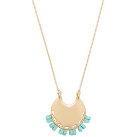 Lucky Brand Turquoise Charm Pendant Necklcae, Gold, One Size