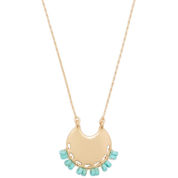 Lucky Brand Turquoise Charm Pendant Necklcae, Gold, One Size