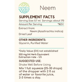 Neem B120 Alcohol-Free Herbal Extract Tincture, (Azadirachta Indica) Dried Leaf (4 fl oz)