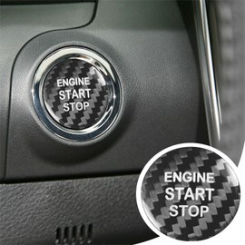 VKGUG Carbon Fiber Push Start Button Cover Compatible with Toyota Highlander Corolla Avalon Crown Vios CHR Alphard RAV4 Camry Prado FT-86 Engine Start Stop Button Cover Key Ignition Switch Cover Black