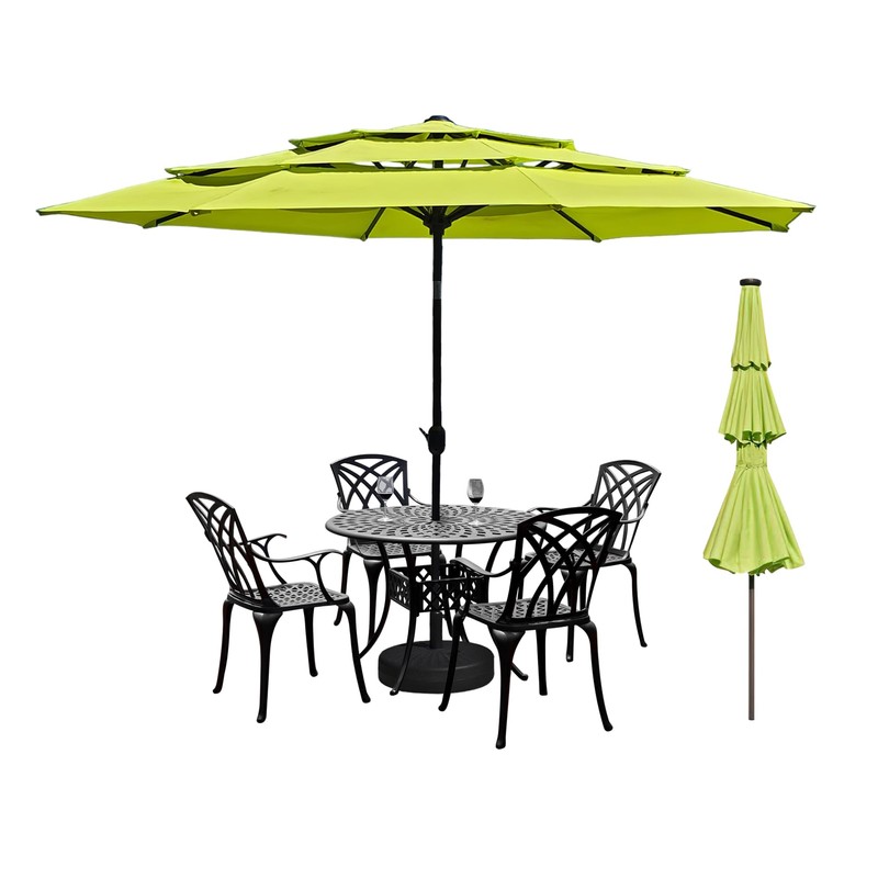BELLA LEAF 9ft 3 Tiers LED Lights Patio Umbrella with