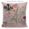 WONDERTIFY Eiffel Tower Cushion Cover Love Paris Romantic Hearts Decorative