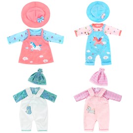 ZWOOS Doll Clothes for New Born Baby Dolls 35-43 cm Gifts for Girls Kids Pack of 4