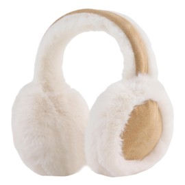 Zsedrut Winter Women Earmuff Foldable Ear Warmer Fluffy Ear Cover Warm Outdoor (Khaki)