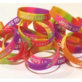 Jesus Loves Me Youth Bracelets Christian Party Favors for Kids Mega Pack (50 Count)