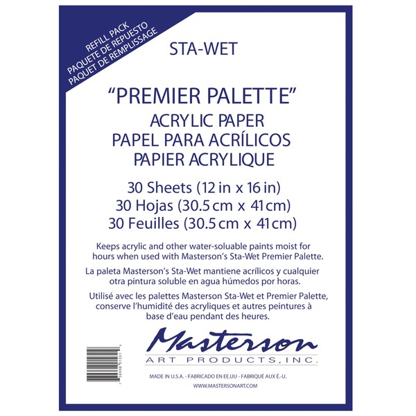 Masterson Sta-Wet Premier Palette Acrylic Paper Refill 30 Sheets