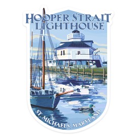 Die Cut Sticker St. Michaels, Maryland, Hooper Strait Lighthouse, Vinyl Sticker, (Waterproof Decal for Cars, Water Bottles, Laptops, Coolers), Large