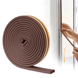 YOUSHARES Door Soundproofing Weather Stripping Door Seal Strip 20Ft Door Sealing Strips for Sound Proof Door Noise Blocker - D-Type Door Insulation Stripe for Door Frame, Door Gap, and Window (Brown)