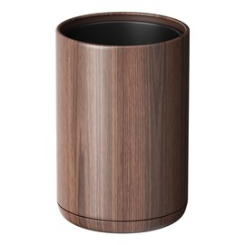 LEASYLIFE 8L/2.1GAL Modern Metal Waste Bin with Realistic Wood Texture,Built-in Bag Holder,Open-Top Trash Bin for Bathroom,Home,Office,Living Room (2.1gal Round)