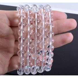Natural A Grade Clear Quartz Gemstone 8mm Round Beaded Healing Crystals Stretch Bracelet 7" Unisex