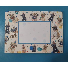 Unbranded Pug Dogs Birthday Party Card & Printed Envelope hand-crafted