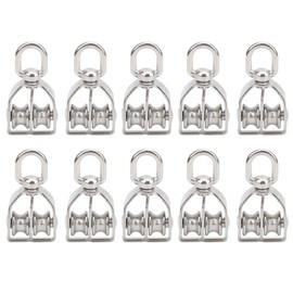 10PCS M15 Pulley Block Stainless Steel Heavy Duty Traction Wheel Double Wheel Lifting Rope Block
