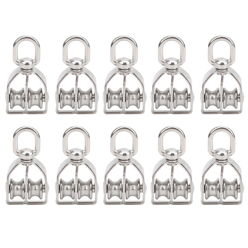 10PCS M15 Pulley Block Stainless Steel Heavy Duty Traction Wheel