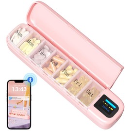 Daviky Pastillero Automático, Pastillero Inteligente Con Alarma, Pastillero De 7 Días Con Aplicación, Pastillero De Viaje Semanal, Recordatorio Portátil De Pastillas Para Medicamentos, Suplementos Y V