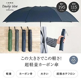 Komiya Shoten Men's Ultra Lightweight Carbon 25.6 inches (65 cm) Folding Umbrella, Large, Plain, 8 Ribs, Hock Type, black