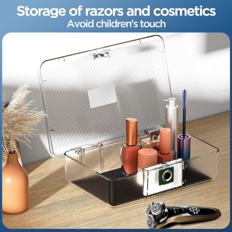 AICase Biometric Fingerprint Storage Box, Transparent Portable Jewelry Cash Safe