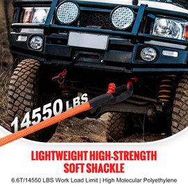 Happybuy Synthetic Soft Shackle, 1/2" x 22" (2 Pack) 44092 lbs (20 Ton) Breaking Strength Recovery Tow Shackles with Extra 2 Sleeves & Storage Bag for UTV, ATV, Trucks, Jeep, Off-Road Vehicles, Red