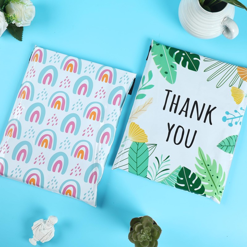 SHIPKEY 100 Pcs Blue Rainbow Poly Mailers 10x13inch, Water-proof Thank