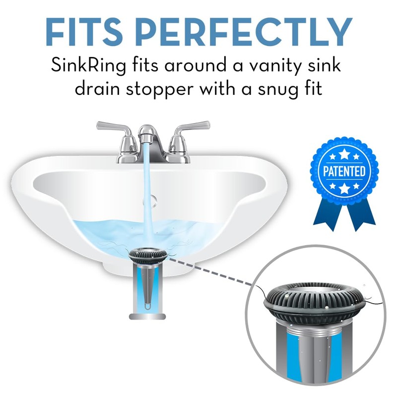SINKRING The Ultimate Bathroom Sink Drain Protector Hair Catcher/Strainer/Snare (Charcoal